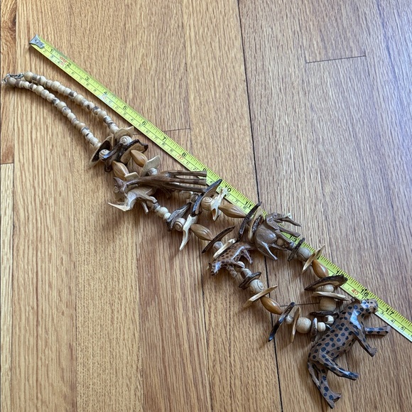 Handcrafted Safari Carved Animal with wooden beads Statement Necklace - Picture 8 of 9